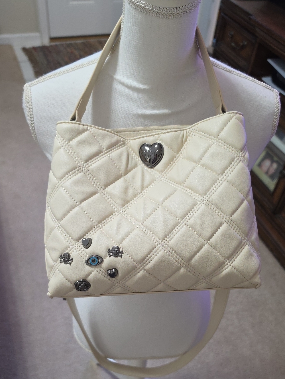 Betsey Johnson Quilted Crossbody Bag with Heart Accent